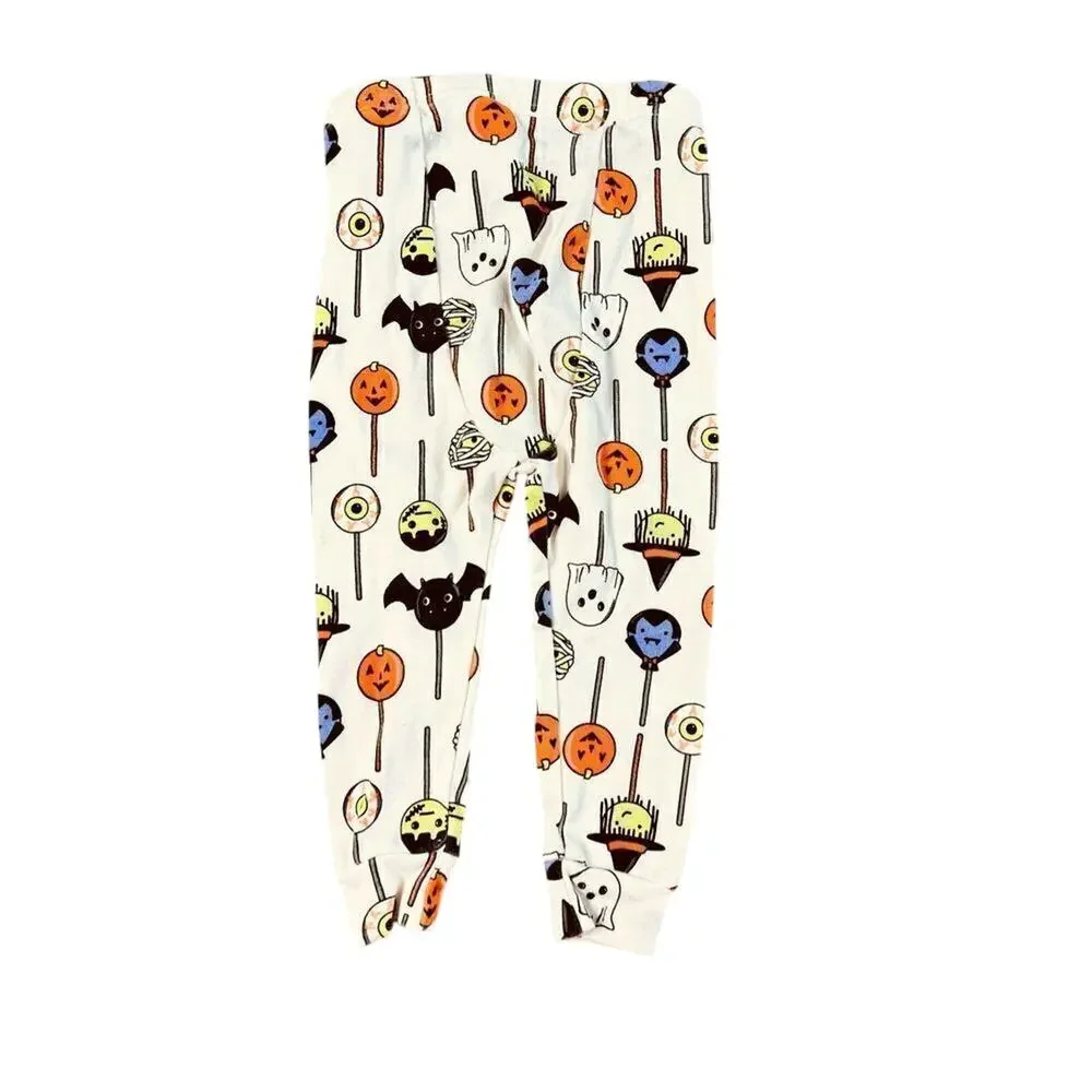 Gap Halloween Dracula Ghosts‎ Bats Cream Ribbed Pajama Pants Set 12-18 month